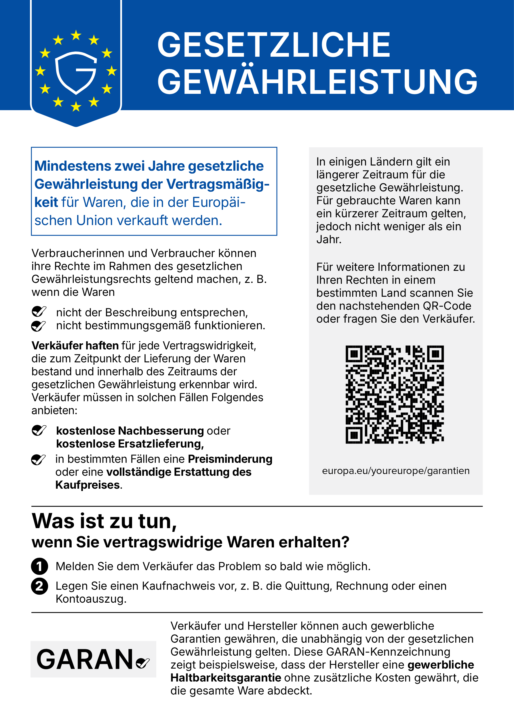 Gesetzliche Gewährleistung – offizielle Mitteilung der Europäischen Kommission über das gesetzliche Gewährleistungsrecht