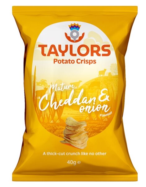 Taylors - Mature Cheddar & Onion 40g - Straight Cut Crisps