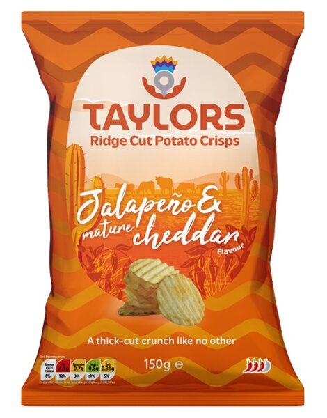 Taylors - Jalapeño & Mature Cheddar 150g - Ridge Cut Potato Crisps