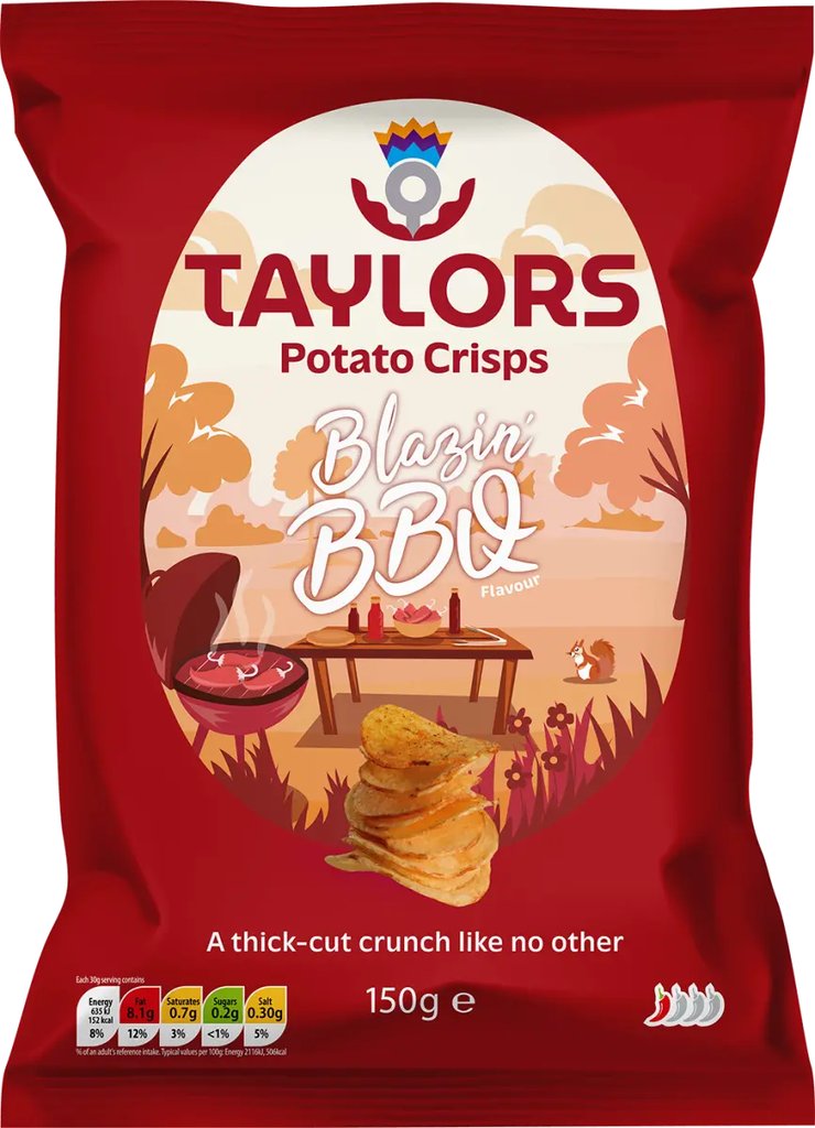 Taylors - Blazin' BBQ 150g - Straight Cut Crisps