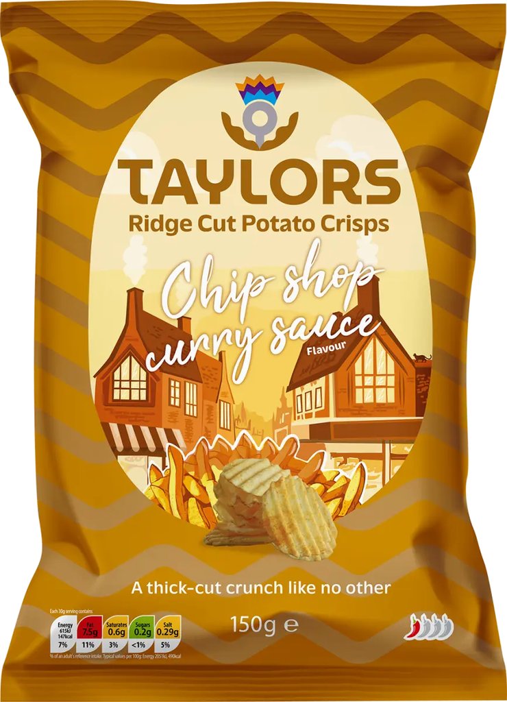 Taylors - Chip Shop Curry Sauce 150g - Ridge Cut Potato Crisps