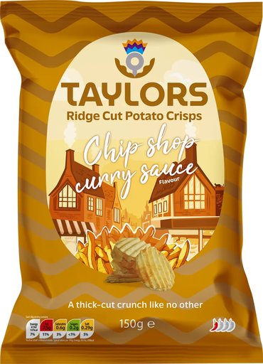 [tay66] Taylors - Chip Shop Curry Sauce 8x 150g - Ridge Cut Potato Crisps